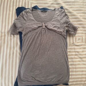 Pure Sugar Elegant Sandstone Brown Silk Sleeve Women's Tee